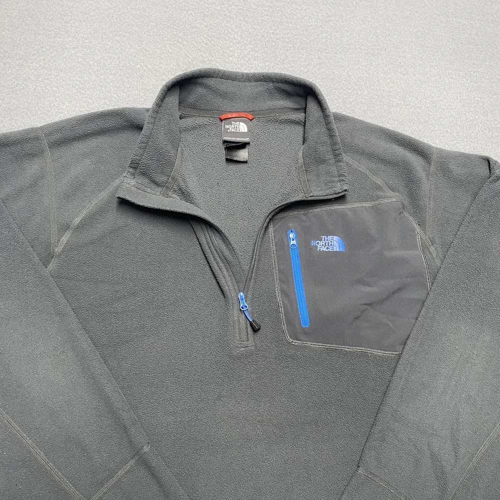 North Face Pullover Mens 2XL Gray Fleece Half Zip‎ Pocket Outdoors Jacket